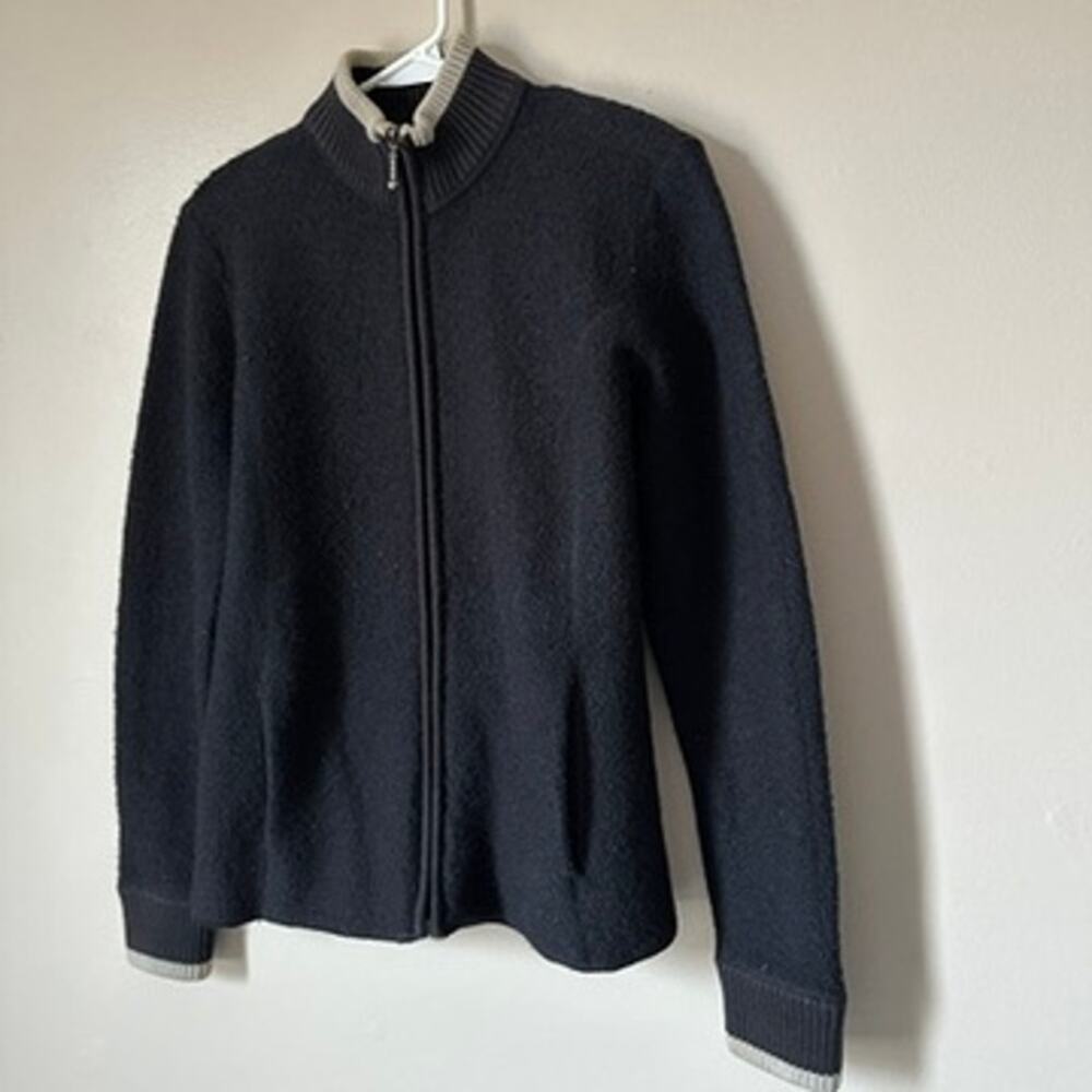 Cableas Sweater Womens MEDIUM Full Zip Wool Blend Gorpcore Outdoor Black Hiking - Picture 4 of 13